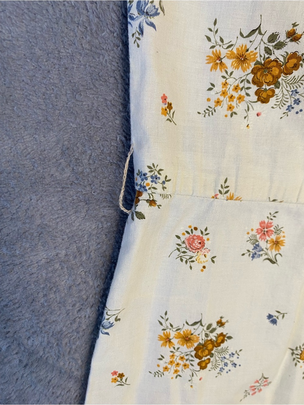 Cream Floral Sleeveless Midi Dress 2XL Handmade Button Front Collared Grandmacor - Picture 7 of 12